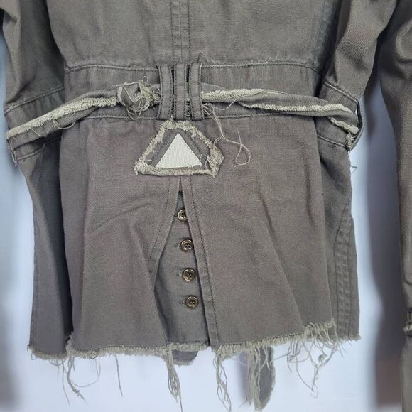 Y2K Wet Seal Womens Military Jacket Army Green Size Large Distressed Grunge Alt - Picture 4 of 8